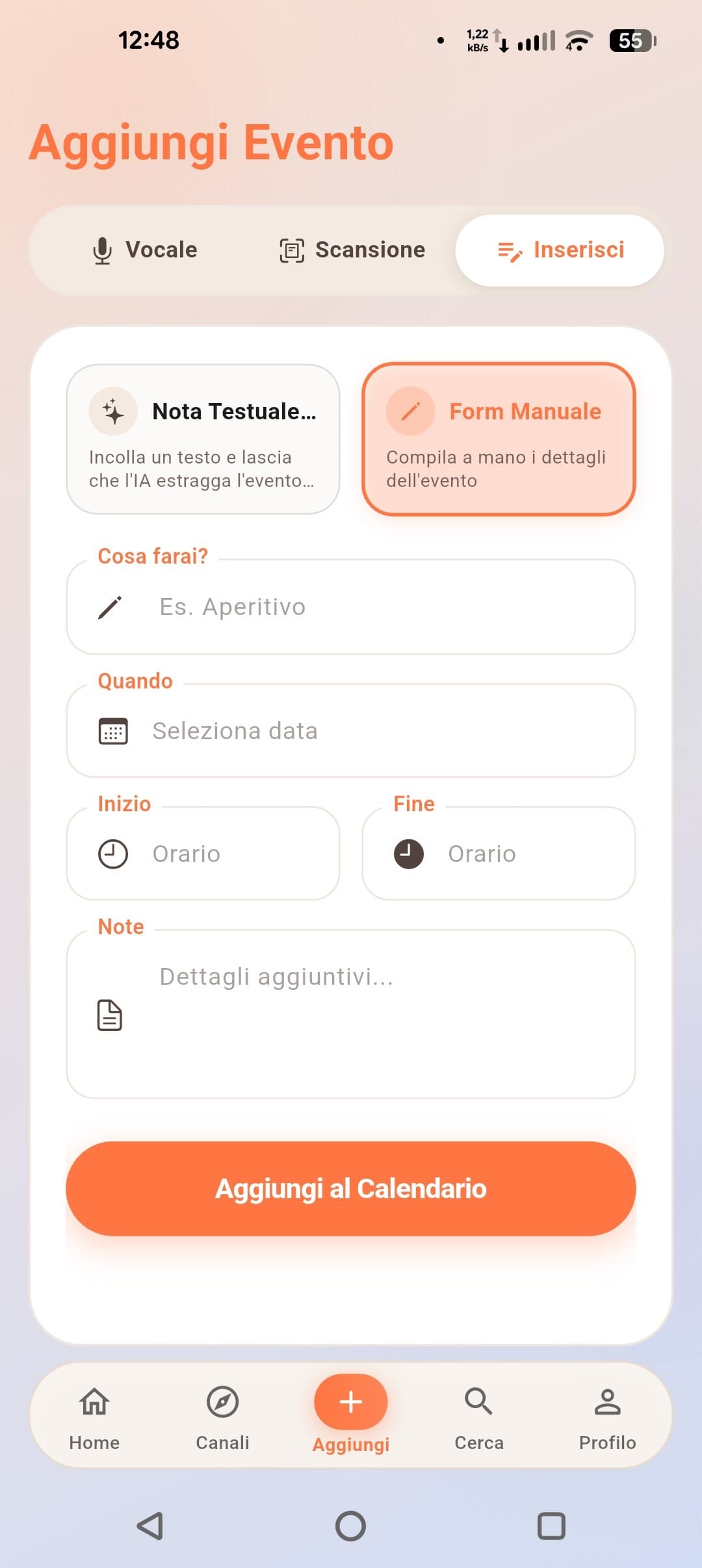 Aggiunta di Eventi 2